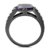 WildKlass Stainless Steel Ring IP Light Black (IP Gun) Women Precious Stone Amethyst-WildKlass Jewelry
