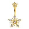 Gold Plated Snow Crystal WildKlass Navel Ring-WildKlass Jewelry