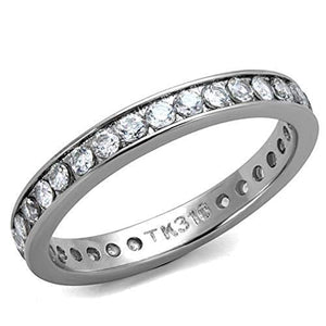 WildKlass Stainless Steel Ring High Polished (no Plating) Women AAA Grade CZ Clear-WildKlass Jewelry