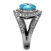 WildKlass Stainless Steel Ring High Polished Women Synthetic Sea Blue-WildKlass Jewelry