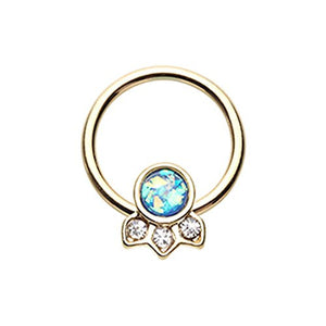 Golden Victorian Glitter Opal WildKlass Captive Bead Ring-WildKlass Jewelry