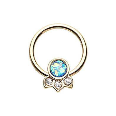 Golden Victorian Glitter Opal WildKlass Captive Bead Ring-WildKlass Jewelry