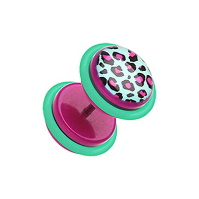 Retro Leopard Acrylic WildKlass Fake Plug with O-Rings-WildKlass Jewelry
