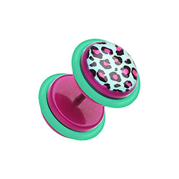 Retro Leopard Acrylic WildKlass Fake Plug with O-Rings-WildKlass Jewelry
