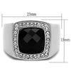 WildKlass Stainless Steel Ring High Polished (no Plating) Men Semi-Precious Jet-WildKlass Jewelry