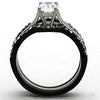 WildKlass Stainless Steel Ring Wedding Two-Tone IP Black Women AAA Grade CZ Clear-WildKlass Jewelry