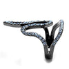 WildKlass Stainless Steel Ring IP Light Black (IP Gun) Women Top Grade Crystal Aquamarine-WildKlass Jewelry