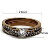 WildKlass Stainless Steel Ring IP Coffee Light Women AAA Grade CZ Clear-WildKlass Jewelry