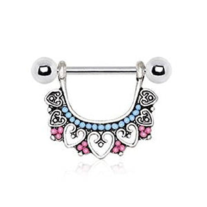 316L Stainless Steel Multi Beads Heart WildKlass Nipple Ring-WildKlass Jewelry