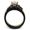 WildKlass Stainless Steel Ring IP Rose Gold+ IP Black Women AAA Grade CZ Clear-WildKlass Jewelry