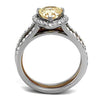 WildKlass Stainless Steel Ring Two Tone IP Light Brown (IP Light Coffee) Women AAA Grade CZ Champagne-WildKlass Jewelry