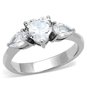 WildKlass Stainless Steel Ring High Polished Women AAA Grade CZ Clear-WildKlass Jewelry