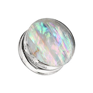 Mother of Pearl Inlay Double Sided WildKlass Ear Gauge Plug-WildKlass Jewelry