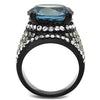 WildKlass Stainless Steel Ring IP Women AAA Grade CZ London Blue-WildKlass Jewelry