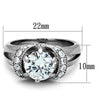 WildKlass Stainless Steel Ring High Polished (no Plating) Women AAA Grade CZ Clear-WildKlass Jewelry