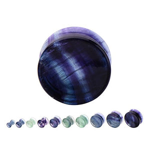 Double Flared Flourite Saddle WildKlass Plugs-WildKlass Jewelry