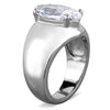 WildKlass Stainless Steel Ring High Polished (no Plating) Women AAA Grade CZ Clear-WildKlass Jewelry
