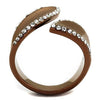 WildKlass Stainless Steel Ring IP Coffee Light Women Top Grade Crystal Clear-WildKlass Jewelry