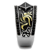 WildKlass Stainless Steel Ring Two-Tone IP Gold Men Synthetic Jet-WildKlass Jewelry