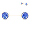 WildKlass Druzy Stone Set Ends Rose Gold PVD Over 316L Surgical Steel Barbell Nipple Rings-WildKlass Jewelry