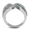 WildKlass Stainless Steel Ring High Polished Women Top Grade Crystal Emerald-WildKlass Jewelry