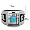 WildKlass Stainless Steel Ring High Polished (no Plating) Men Synthetic Sea Blue-WildKlass Jewelry