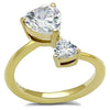 WildKlass Stainless Steel Ring IP Gold Women AAA Grade CZ Clear-WildKlass Jewelry
