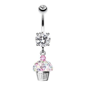 Cupcake Delight Multi-Sprinkle Dot Dangle 316L Surgical Steel Belly Button Ring-WildKlass Jewelry
