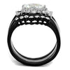 WildKlass Stainless Steel Ring Two-Tone IP Black Women AAA Grade CZ Clear-WildKlass Jewelry