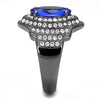 WildKlass Stainless Steel Ring IP Light Black (IP Gun) Women Synthetic Sapphire-WildKlass Jewelry