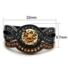 WildKlass Stainless Steel Ring IP Light Black & IP Light Coffee Women AAA Grade CZ Champagne-WildKlass Jewelry