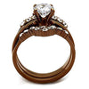 WildKlass Stainless Steel Ring IP Coffee Light Women AAA Grade CZ Clear-WildKlass Jewelry