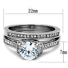 WildKlass Stainless Steel Ring High Polished (no Plating) Women AAA Grade CZ Clear-WildKlass Jewelry