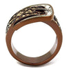 WildKlass Stainless Steel Ring Two Tone IP Light Brown (IP Light Coffee) Women Top Grade Crystal Citrine Yellow-WildKlass Jewelry