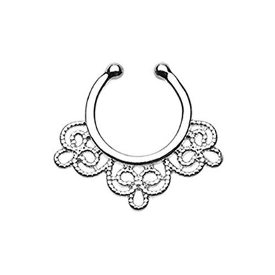 Florid Filigree WildKlass Fake Septum Clip-On Ring-WildKlass Jewelry