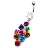 WildKlass Multi Color Flower Bouquet Dangle Charm Belly Ring (14g 7/16")-WildKlass Jewelry