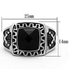 WildKlass Stainless Steel Ring Biker High Polished (no Plating) Men Synthetic Jet-WildKlass Jewelry