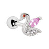 316L Stainless Steel Jeweled Swan WildKlass Cartilage Earring-WildKlass Jewelry