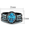 WildKlass Stainless Steel Ring IP Light Black (IP Gun) Women AAA Grade CZ Sea Blue-WildKlass Jewelry