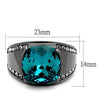 WildKlass Stainless Steel Ring IP Light Black (IP Gun) Women Top Grade Crystal Blue Zircon-WildKlass Jewelry