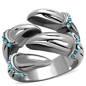 WildKlass Stainless Steel Ring High Polished (no Plating) Women Top Grade Crystal Sapphire-WildKlass Jewelry
