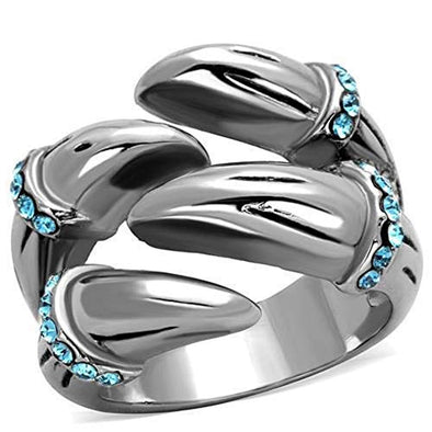 WildKlass Stainless Steel Ring High Polished (no Plating) Women Top Grade Crystal Sapphire-WildKlass Jewelry