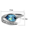 WildKlass Stainless Steel Ring High Polished Women Top Grade Crystal Sea Blue-WildKlass Jewelry