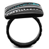 WildKlass Stainless Steel Ring IP Black Women Top Grade Crystal Blue Zircon-WildKlass Jewelry