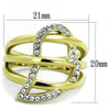 WildKlass Stainless Steel Ring Two-Tone IP Gold Women Top Grade Crystal Clear-WildKlass Jewelry