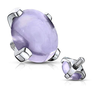 WildKlass Semi Precious Stone Prong Set 316L Surgical Steel Internally Threaded Dermal Anchor Top-WildKlass Jewelry