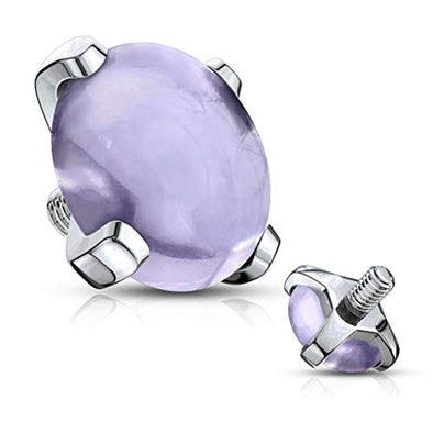WildKlass Semi Precious Stone Prong Set 316L Surgical Steel Internally Threaded Dermal Anchor Top-WildKlass Jewelry