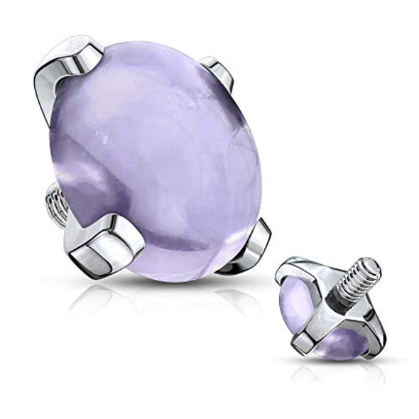 WildKlass Semi Precious Stone Prong Set 316L Surgical Steel Internally Threaded Dermal Anchor Top-WildKlass Jewelry