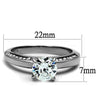 WildKlass Stainless Steel Ring High Polished Women AAA Grade CZ Clear-WildKlass Jewelry