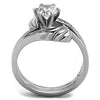 WildKlass Stainless Steel Ring High Polished (no Plating) Women AAA Grade CZ Clear-WildKlass Jewelry